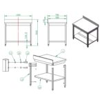 Work table / with undershelf & backsplash, 1000 x 700 mm - slika 3