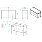 Work table / with undershelf & backsplash, 1500 x 600 mm - slika 3