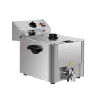 Electric single tank fryer with drain tap 8 litres, 310 x 570 mm