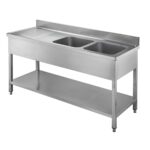 TOPLINE sink table / 2 bowls right + drainboard, 1600 x 700 mm