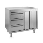 TOPLINE work table with cabinet / 2 hinged doors & 3 drawers left, 1400 x 600 mm