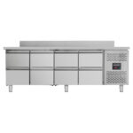 Refrigerated counter / 8 drawers incl. backsplash - monoblock, 2230 x 700 mm
